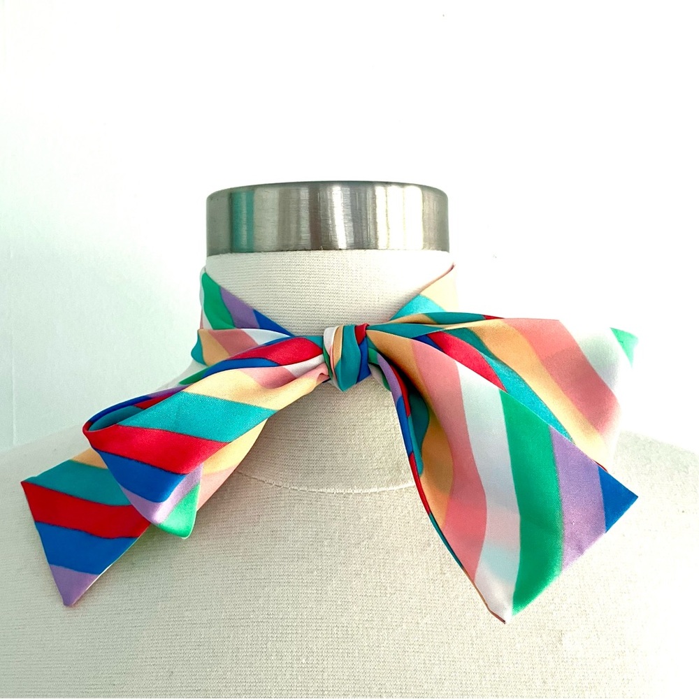 Vintage 60’s rainbow striped scarf belt headband accessory